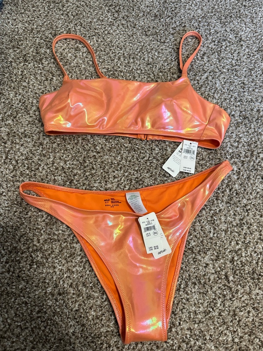 Aerie NWT Orange Metallic Swimsuit